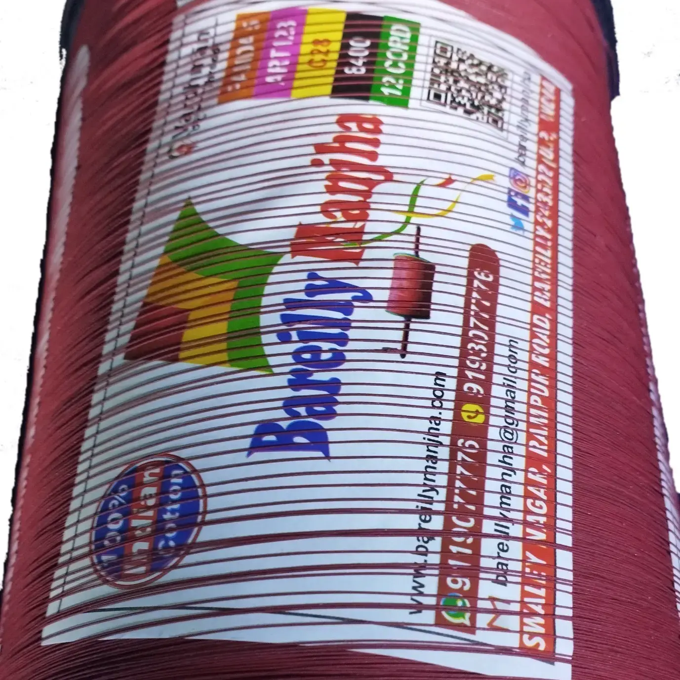 1 3 Reel – 3000 Yard, 6 Cord Vardhman Art 123 Bareilly Manjha (Double Coating) - Image 1